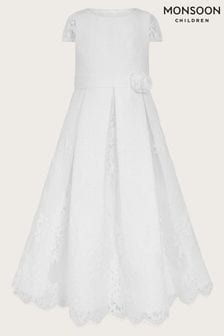 Monsoon Floral Lace Pleated White Dress (420910) | €86 - €99