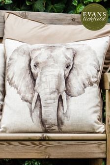 Evans Lichfield White Safari Elephant Printed Polyester Filled Cushion (421147) | ₪ 101