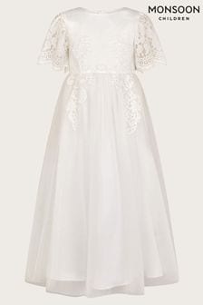 Monsoon Lourdes Lace Maxi Communion White Dress (421173) | €74 - €86