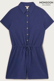 Monsoon Blue Button Through Shirt Playsuit (421197) | €32 - €35