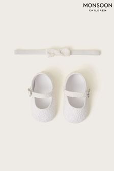 Monsoon Natural Baby Lacey Heart Booties and Bando Set (421729) | HK$165