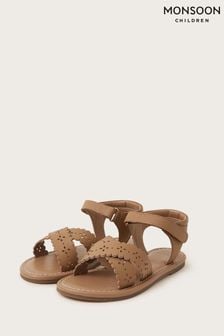 Monsoon Brown Leather Cutwork Sandals (421790) | HK$236 - HK$257