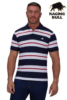 Raging Bull Dark Blue Two Tone Stripe Polo Shirt (421791) | €37 - €41