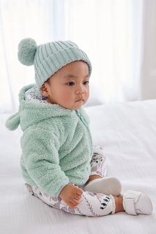 Teal Blue Fleece Hooded Baby Jacket (0mths-2yrs) (421912) | CHF 18 - CHF 20