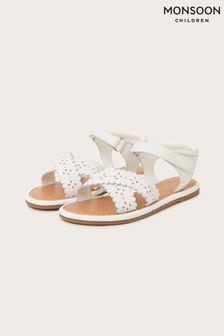 Monsoon White Cross-Over Leather Sandals (421939) | €33 - €35