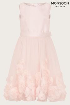 Monsoon Pink Misty 3D Roses Detachable Belt Dress (422004) | €83 - €95