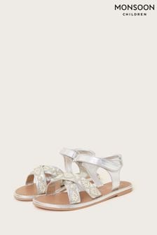 Monsoon Silver Cross-Over Pearly Sandals (422007) | €39 - €43