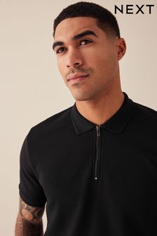 Schwarz - Kurzärmeliges, strukturiertes Polo-Shirt (422069) | 36 €