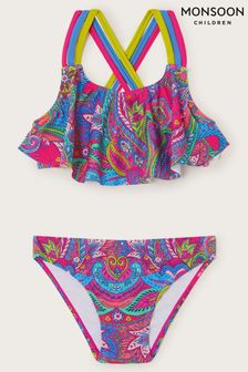 Monsoon Pink Paisley Frill Bikini Set