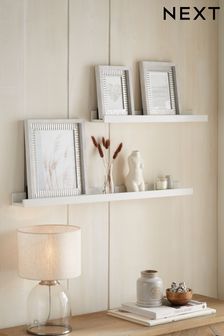 White Wood Effect Picture Ledge Shelves