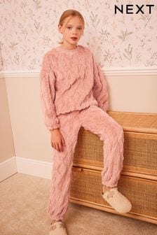 Rose Pink Cosy Fleece Cable Pyjamas (3-16yrs) (422321) | 77 zł - 105 zł