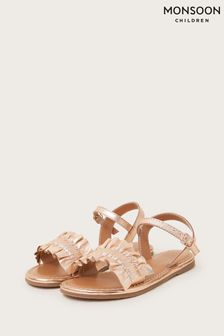 Monsoon Gold Frill Leather Sandals (422412) | KRW53,400 - KRW57,600