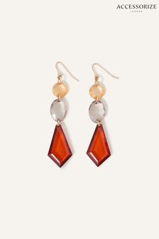 Accessorize Orange Statement Gem Earrings (422456) | LEI 84