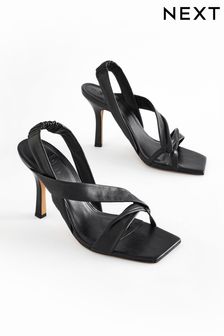 Black Signature Leather Asymmetric Sandals (422836) | ￥9,060