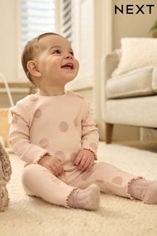 Pink mit Tupfen - Oberteil und Leggings fürs Baby im Set (422980) | 14 € - 17 €