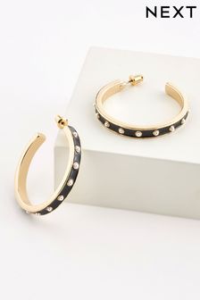 黑色 - Resin珍珠裝飾環形耳環 (423120) | NT$460