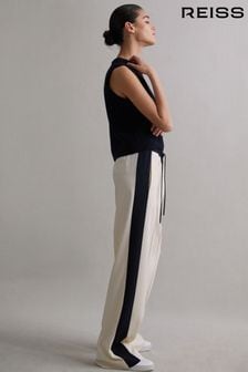 Reiss Cream May Wide Wide Leg Contrast Stripe Drawstring Trousers (423597) | ₪ 1,006