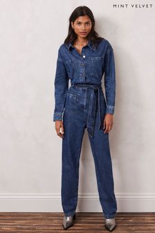 Mint Velvet Blue Denim Belted Jumpsuit (423824) | €196