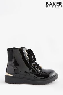 Baker by Ted Baker Girls Black Patent Lace Up Boots