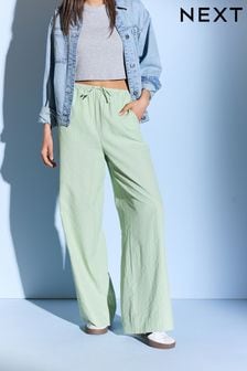 Зеленый - Широкие фактурные брюки в полоску (424862) | €28