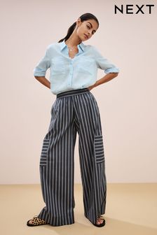 Petite Wide Leg Trousers Linen Parallel Trousers Next Oman