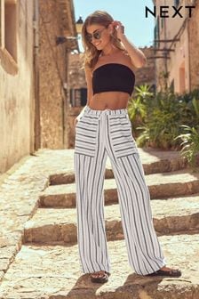 Black/White 100% Cotton Textured Stripe Trousers (424871) | $42