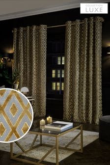 Gold Collection Luxe Heavyweight Diamond Geometric Eyelet Curtains (425602) | 223 € - 446 €