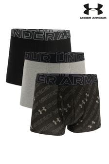 Under Armour Black Cotton Performance Printed Boxers 3 Pack (425612) | 168 QAR