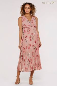 Apricot Pink Multi Botanical Garden Pleated Dress (425684) | €27