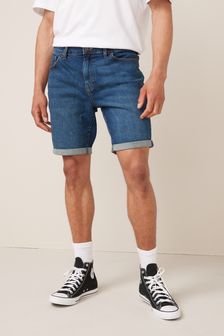 Mid Blue Denim - Slim Fit - Denim Shorts (425874) | kr255