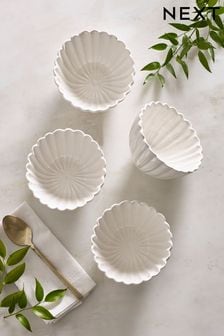 White Set of 4 Flower Bowls