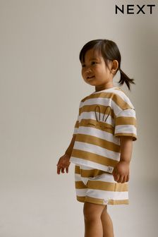 Neutral Stripe T-Shirt And Shorts Set (3mths-7yrs) (426077) | 49 QAR - 69 QAR