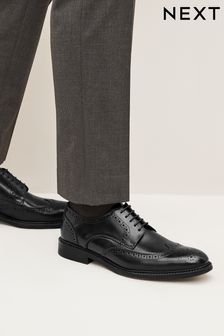 أسود - حذاء ديربي جلد بنقوش مخرمة (426128) | 204 د.إ