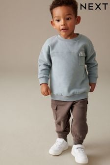 Blue/Brown Utility Oversized Sweatshirt And Joggers Set (3mths-7yrs) (426136) | TRY 460 - TRY 575