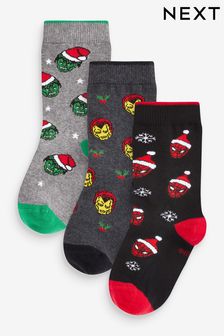 Marvel Avengers Noël noir/gris - Lot de 3 chaussettes sous licence (426502) | €6 - €8