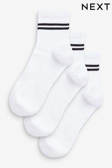 White Sport Cropped Ankle Socks 3 Pack (426747) | AED40
