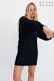 Черное платье мини со складками на рукавах Oliver Bonas (426835) | €39