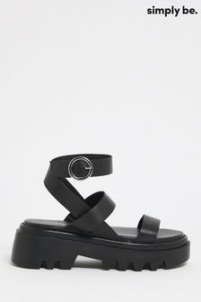 Simply Be Leather Chunky Cleated Sandals Wide Fit (426874) | €25