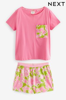 Pink Floral Cotton Short Sleeve Pyjamas (427185) | $22