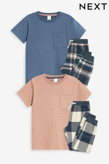 Blush Pink/Blue 2 Pack Check Pyjamas (3-16yrs) (427220) | $46 - $59