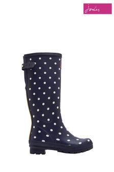 Joules Blue Printed Wellies With Adjustable Back Gusset