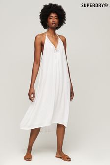 SUPERDRY White Lace Halter Neck Midi Dress (427254) | €76