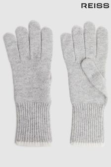 Reiss Grey/Ecru Hazel Wool Blend Contrast Trim Gloves (427526) | €55