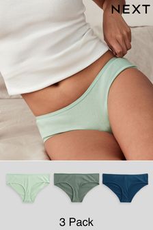 Green Hipster Cotton Rib Knickers 3 Pack (427965) | TRY 404