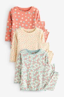 Pink/Cream Ditsy Floral Pyjamas 3 Pack (9mths-16yrs) (427978) | OMR13 - OMR18