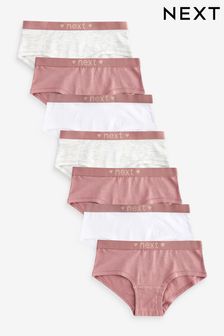 Gris/rosa/blanco - Pack de 7 braguitas de talle bajo con cinturilla brillante (2-16 años) (428127) | 16 € - 21 €