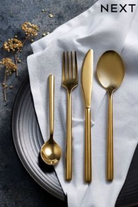 Gold 16 Piece Gold Stainless Steel Cutlery 16pc Cutlery Set (428442) | AED171