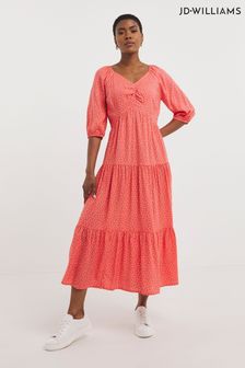 JD Williams Coral Crepe Sweetheart Smock Dress (428459) | €20