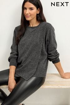 Charcoal Grey Maternity Knitted Long Sleeve Nursing Top (428862) | €33