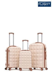 Кремовый/светло-коричневый - Набор из 3 больших чемоданов и чехла для ручной клади Flight Knight (429222) | €199